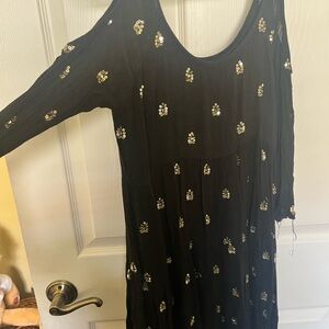 Free People Black Dress with Gold Accents